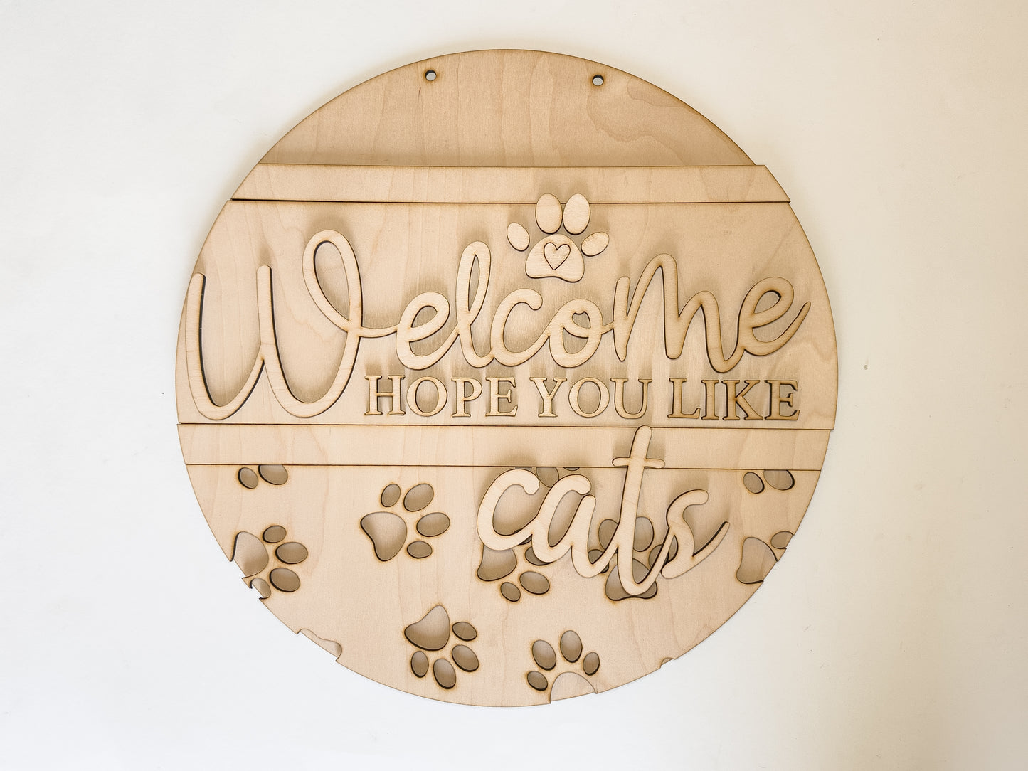 Welcome - Hope You Like Cats Door Hanger DIY Kit | Unfinished | Paint Your Own