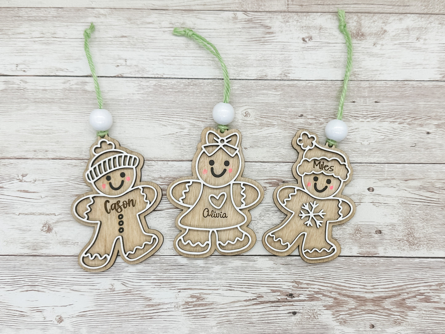 Gingerbread Personalized Ornaments | Kid Name Ornament | Wooden Christmas Ornament | Farmhouse Christmas Ornament