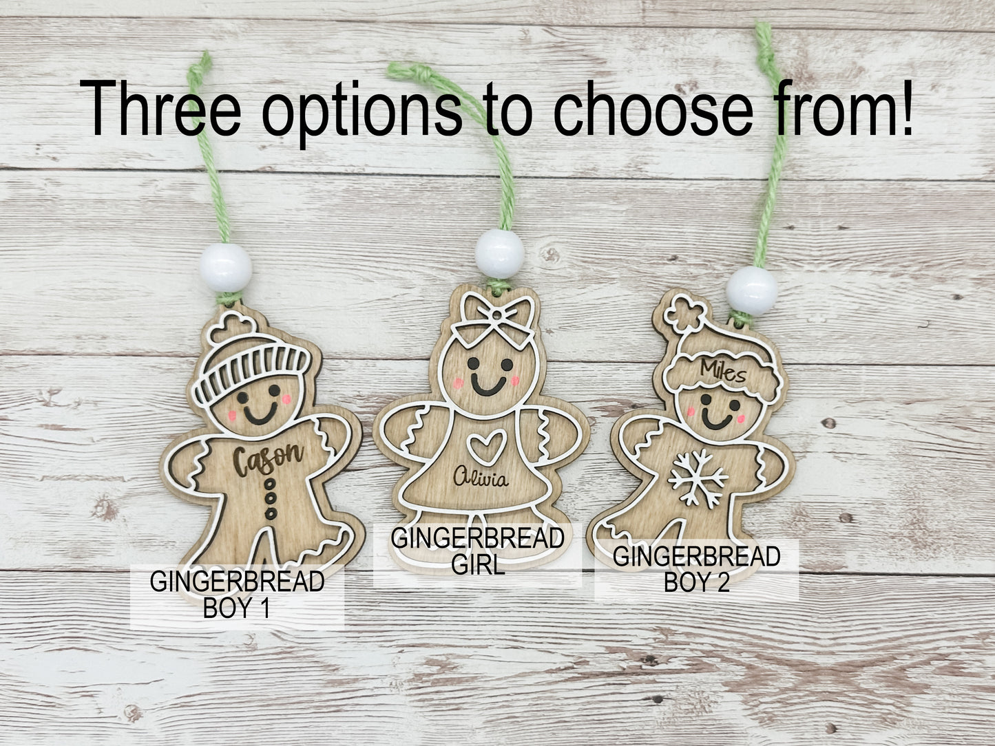 Gingerbread Personalized Ornaments | Kid Name Ornament | Wooden Christmas Ornament | Farmhouse Christmas Ornament