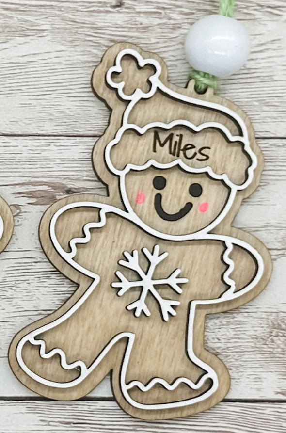 Gingerbread Personalized Ornaments | Kid Name Ornament | Wooden Christmas Ornament | Farmhouse Christmas Ornament