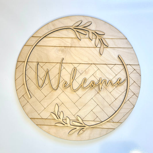 DIY Herringbone Door Hanger | Modern Door Sign | Welcome Sign |  Farmhouse Chic | Personalized | Door Decor Hanger DIY Kit | Unfinished | Paint Your Own
