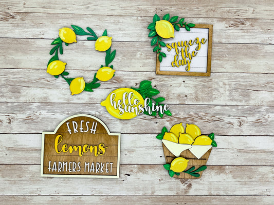 Lemon Fresh Tiered Tray Decor Set