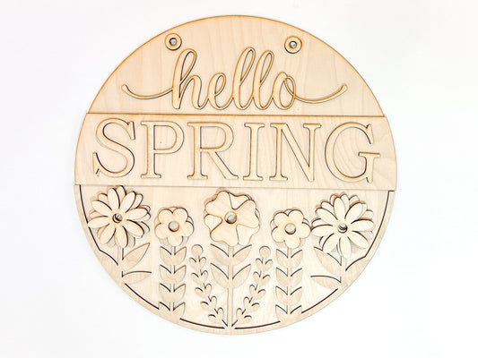 Hello Spring Flowers Door Hanger DIY Kit | Unfinished | Paint Your Own